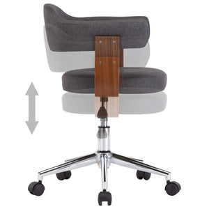 vidaXL Swivel Office Chair Grey Bentwood and Fabric