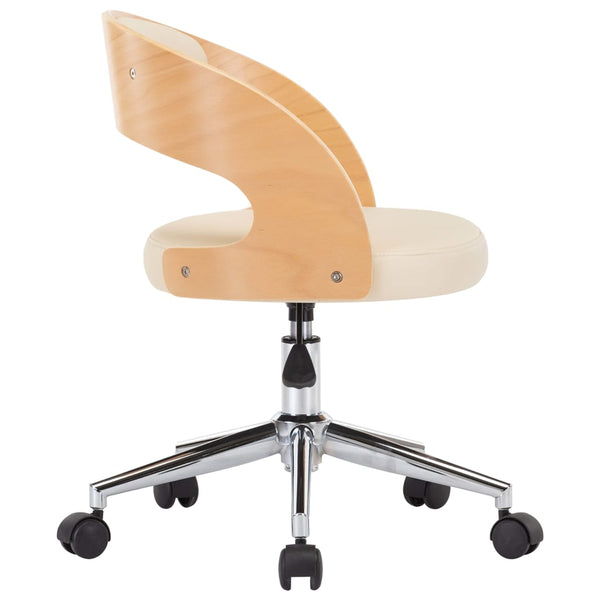 vidaXL Swivel Office Chair Cream Bentwood and Faux Leather