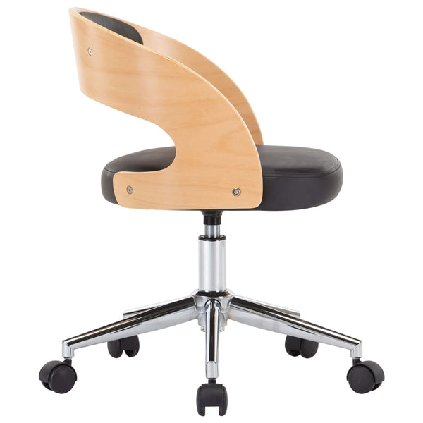 vidaXL Swivel Office Chair Black Bentwood and Faux Leather