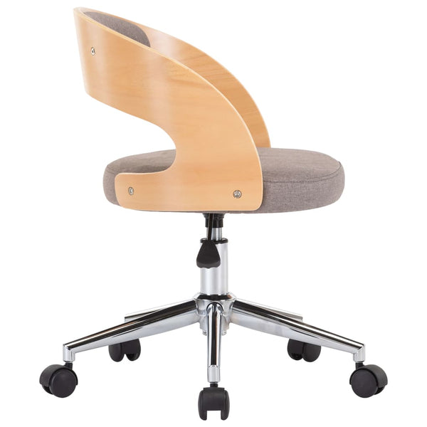 vidaXL Swivel Office Chair Taupe Bentwood and Fabric