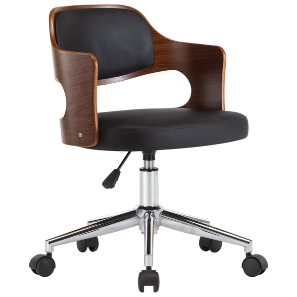 vidaXL Swivel Office Chair Black Bentwood and Faux Leather
