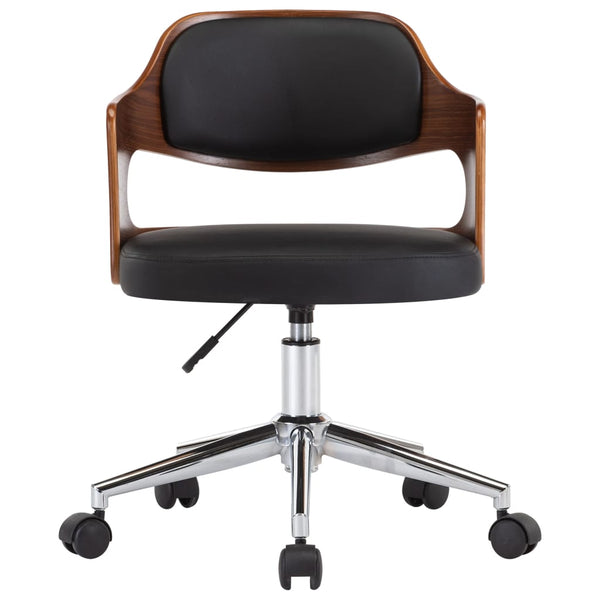 vidaXL Swivel Office Chair Black Bentwood and Faux Leather