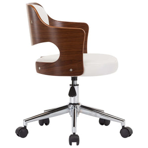 vidaXL Swivel Office Chair White Bentwood and Faux Leather