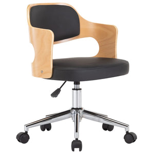 vidaXL Swivel Office Chair Black Bentwood and Faux Leather