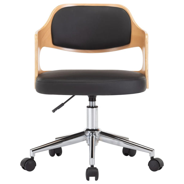 vidaXL Swivel Office Chair Black Bentwood and Faux Leather