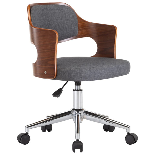 vidaXL Swivel Office Chair Grey Bentwood and Fabric