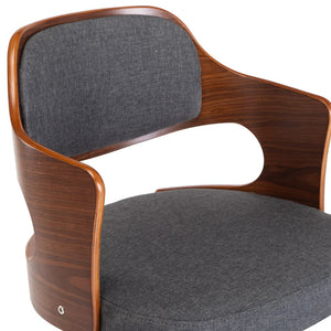 vidaXL Swivel Office Chair Grey Bentwood and Fabric