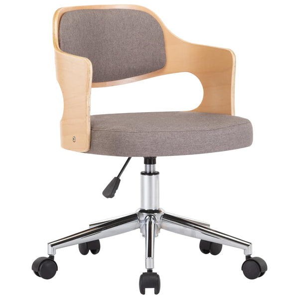 vidaXL Swivel Office Chair Taupe Bentwood and Fabric
