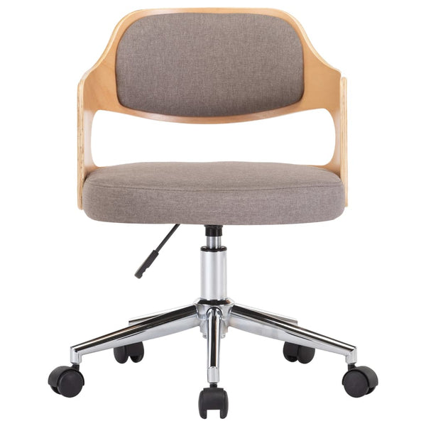 vidaXL Swivel Office Chair Taupe Bentwood and Fabric