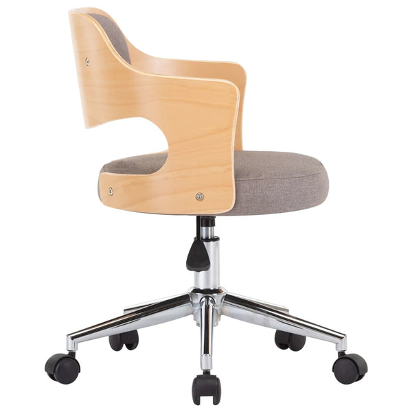 vidaXL Swivel Office Chair Taupe Bentwood and Fabric