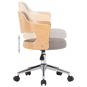 vidaXL Swivel Office Chair Taupe Bentwood and Fabric