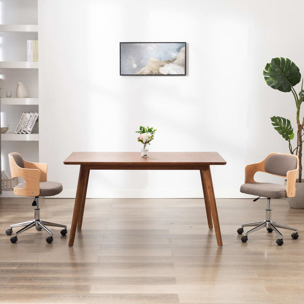 vidaXL Swivel Office Chair Taupe Bentwood and Fabric