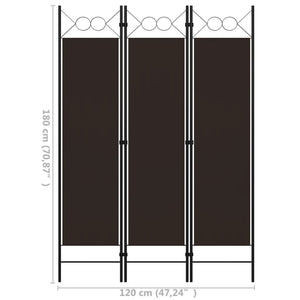 vidaXL 3-Panel Room Divider Brown 120 x 180 cm