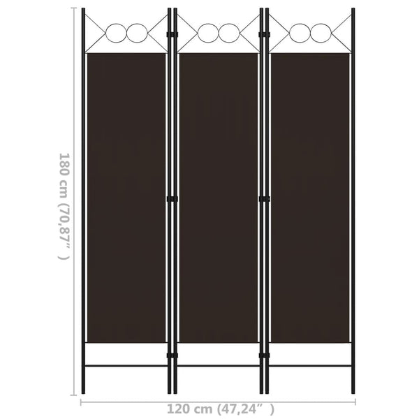 vidaXL 3-Panel Room Divider Brown 120 x 180 cm