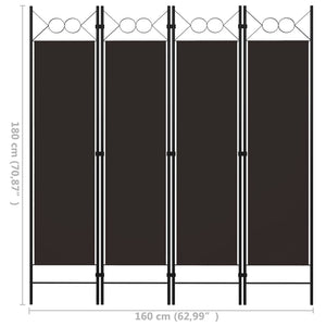 vidaXL 4-Panel Room Divider Brown 160 x 180 cm