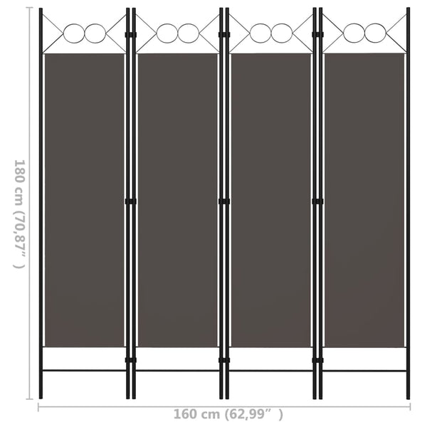 vidaXL 4-Panel Room Divider Anthracite 160 x 180 cm