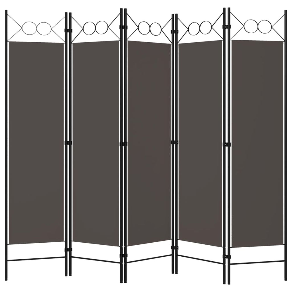 vidaXL 5-Panel Room Divider Anthracite 200 x 180 cm