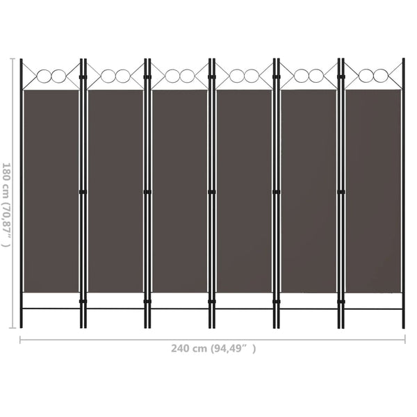 vidaXL 6-Panel Room Divider Anthracite 240 x 180 cm