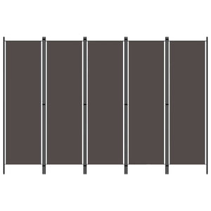 vidaXL 5-Panel Room Divider Anthracite 250x180 cm