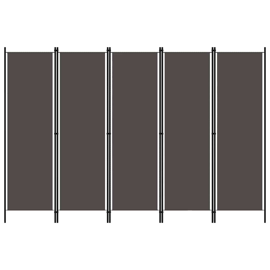vidaXL 5-Panel Room Divider Anthracite 250x180 cm