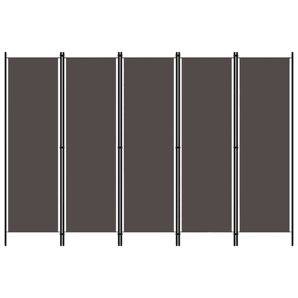 vidaXL 5-Panel Room Divider Anthracite 250x180 cm