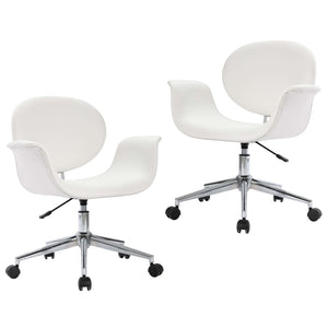 vidaXL Dining Chairs 2 pcs Swivel White Faux Leather