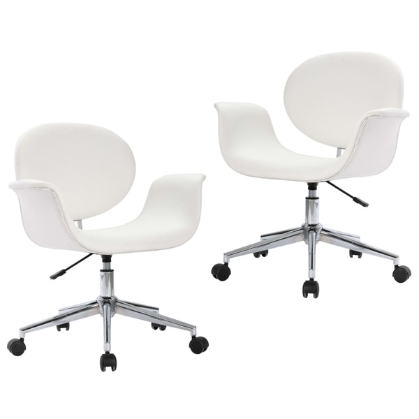 vidaXL Dining Chairs 2 pcs Swivel White Faux Leather