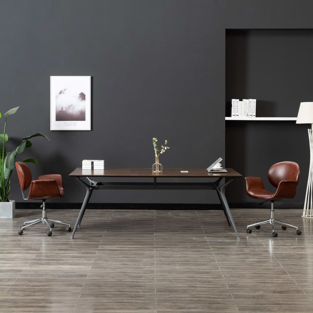 vidaXL Swivel Dining Chairs 2 pcs Brown Faux Leather