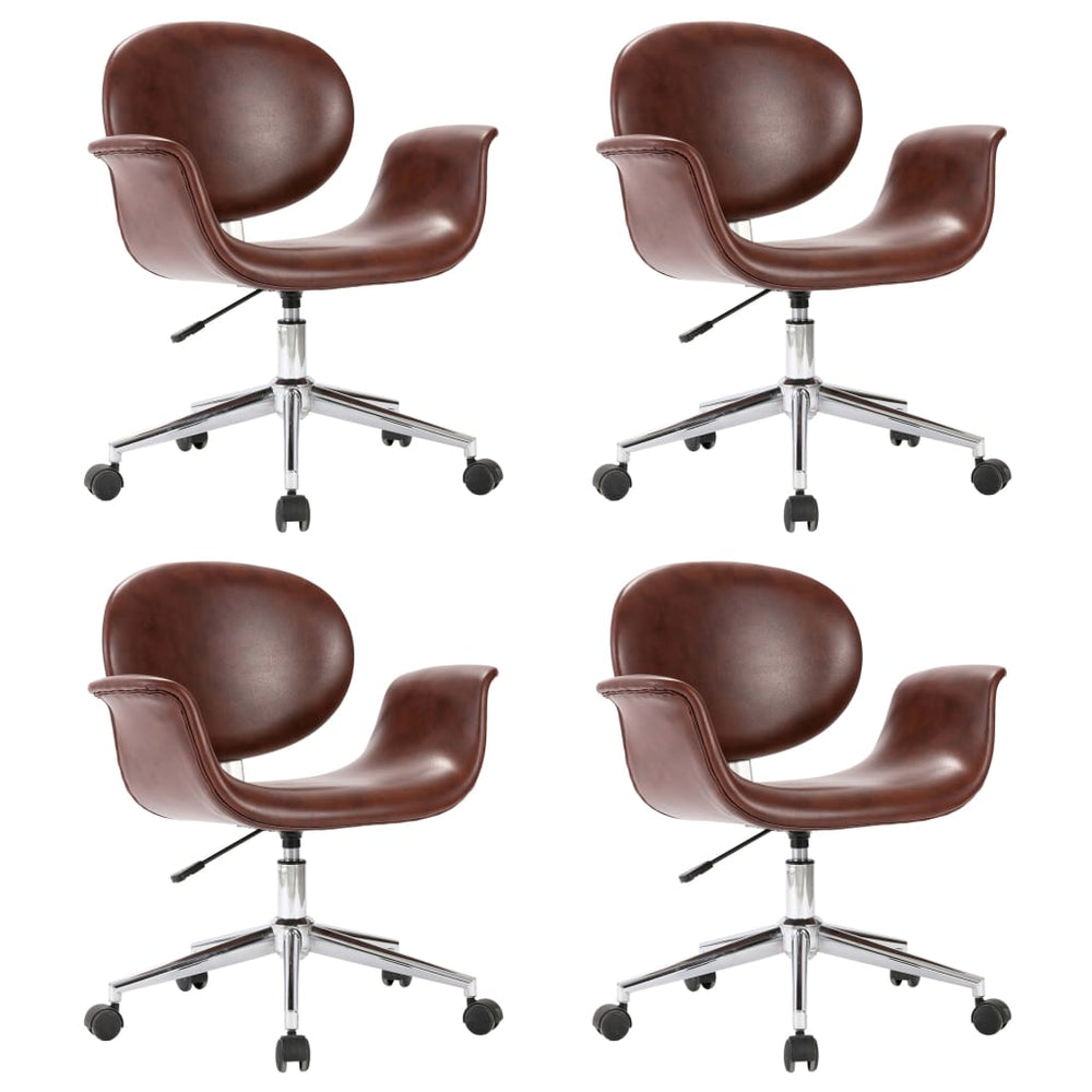 vidaXL Swivel Dining Chairs 4 pcs Artificial Leather Brown