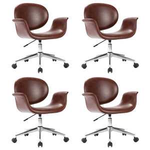 vidaXL Swivel Dining Chairs 4 pcs Artificial Leather Brown