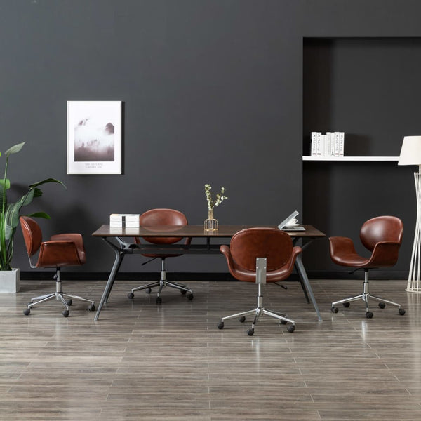 vidaXL Swivel Dining Chairs 4 pcs Artificial Leather Brown