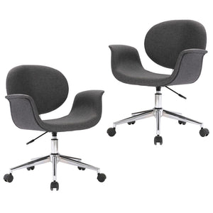 vidaXL Dining Chairs 2 pcs Swivel Grey Fabric