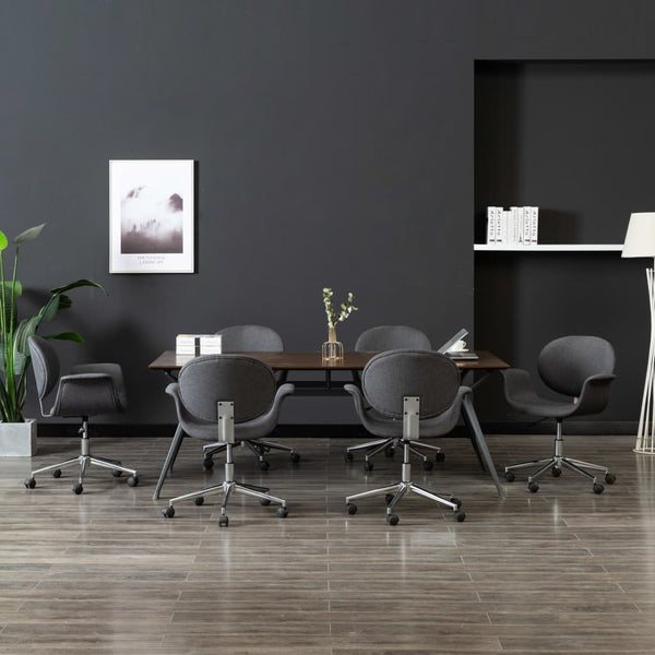 vidaXL Swivel Dining Chairs 6 pcs Grey Fabric
