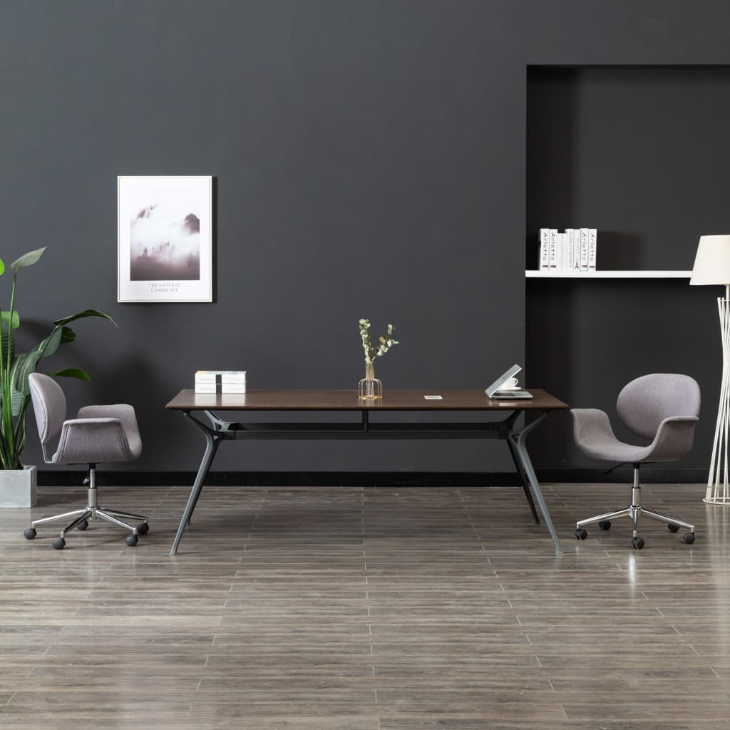 vidaXL Swivel Dining Chairs 2 pcs Grey Fabric