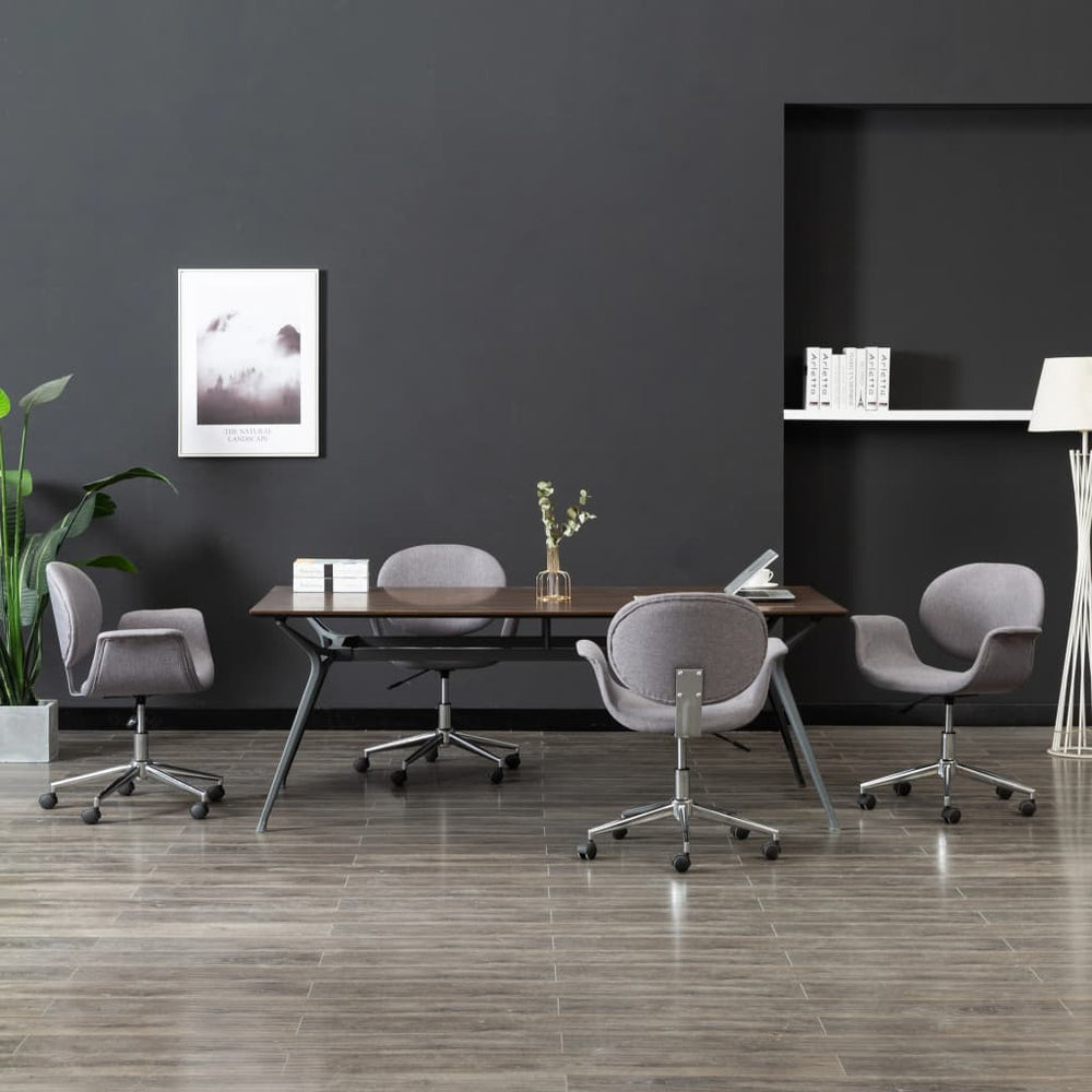 vidaXL Swivel Dining Chairs 4 pcs Grey Fabric