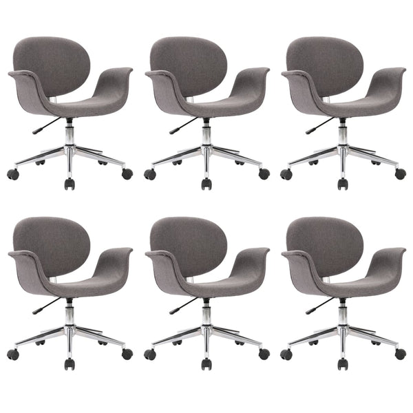 vidaXL Swivel Dining Chairs 6 pcs Grey Fabric