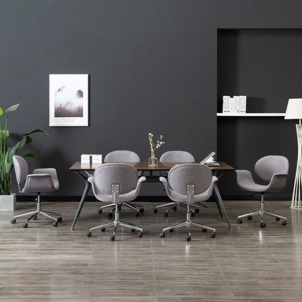 vidaXL Swivel Dining Chairs 6 pcs Grey Fabric