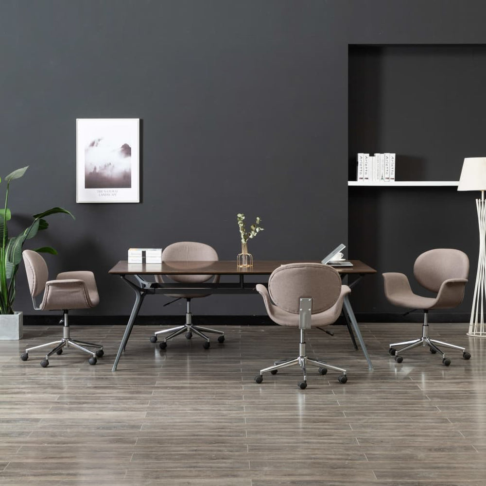 vidaXL Swivel Dining Chairs 4 pcs Taupe Fabric