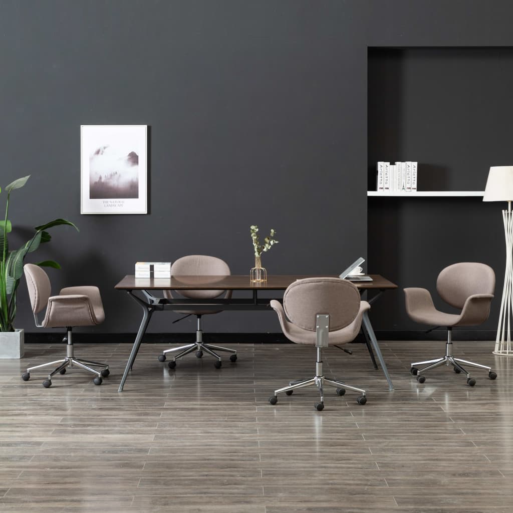 vidaXL Swivel Dining Chairs 4 pcs Taupe Fabric