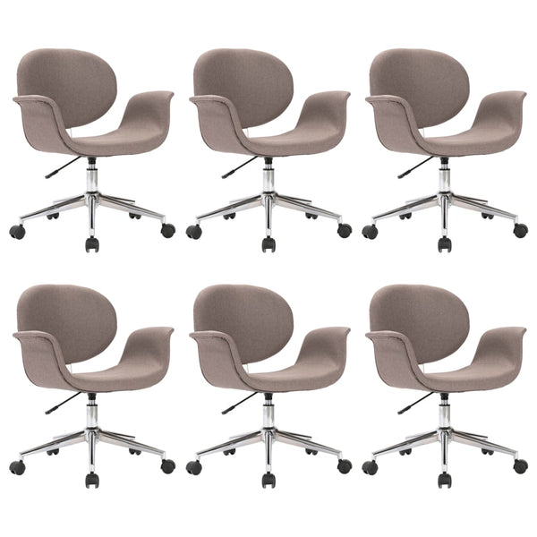 vidaXL Swivel Dining Chairs 6 pcs Taupe Fabric