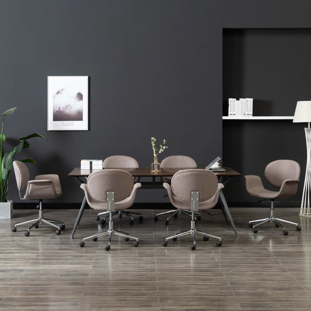 vidaXL Swivel Dining Chairs 6 pcs Taupe Fabric