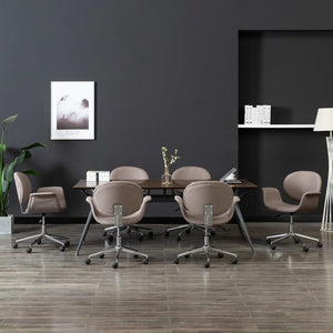 vidaXL Swivel Dining Chairs 6 pcs Taupe Fabric