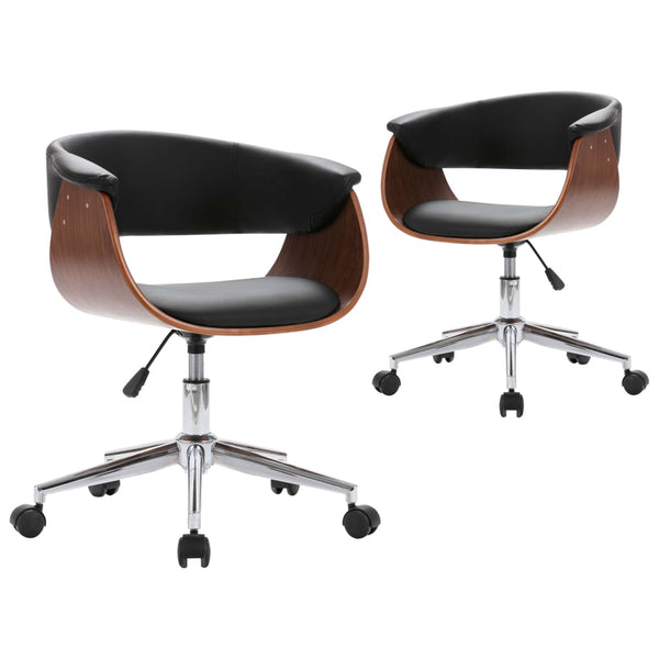 vidaXL Dining Chairs 2 pcs Swivel Black Faux Leather