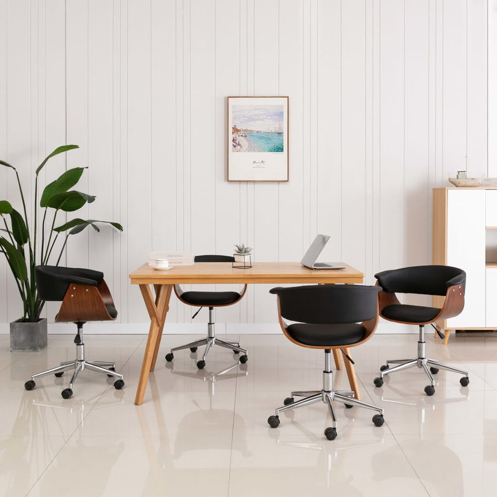 vidaXL Dining Chairs 4 pcs Swivel Black Faux Leather