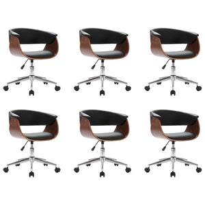 vidaXL Dining Chairs 6 pcs Swivel Black Faux Leather