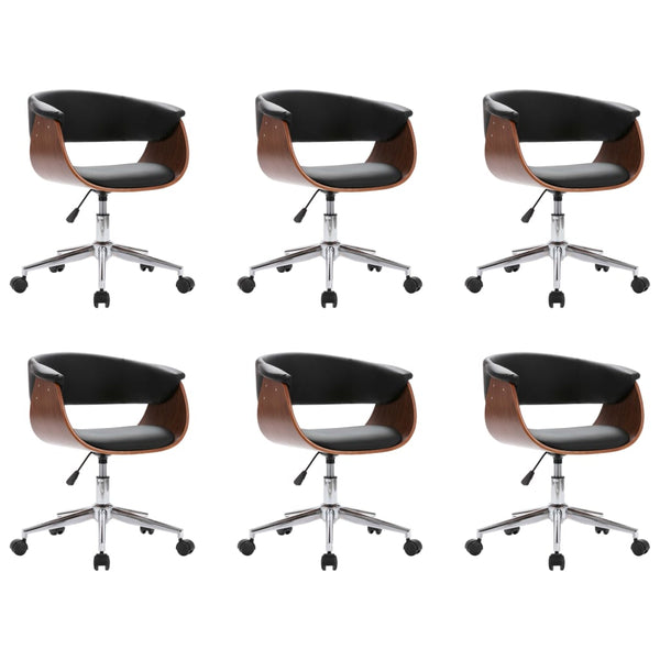 vidaXL Dining Chairs 6 pcs Swivel Black Faux Leather