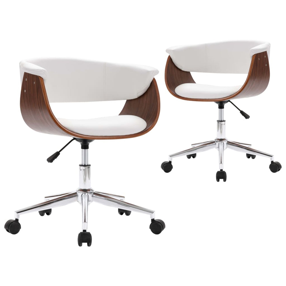 vidaXL Dining Chairs 2 pcs Swivel White Faux Leather