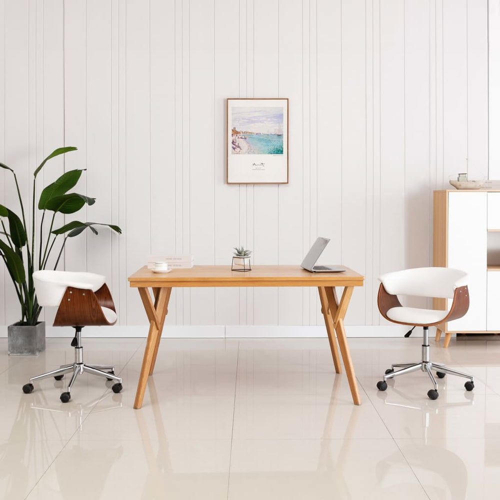 vidaXL Dining Chairs 2 pcs Swivel White Faux Leather