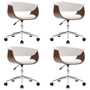 vidaXL Dining Chairs 4 pcs. Swivel White Faux Leather