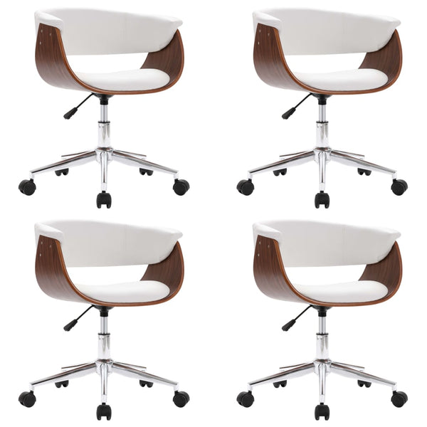 vidaXL Dining Chairs 4 pcs. Swivel White Faux Leather